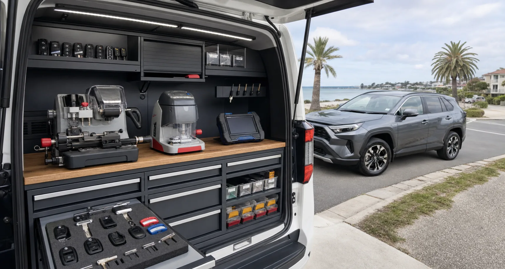 Mobile vehicle key cutting and programming equipment in Elwood