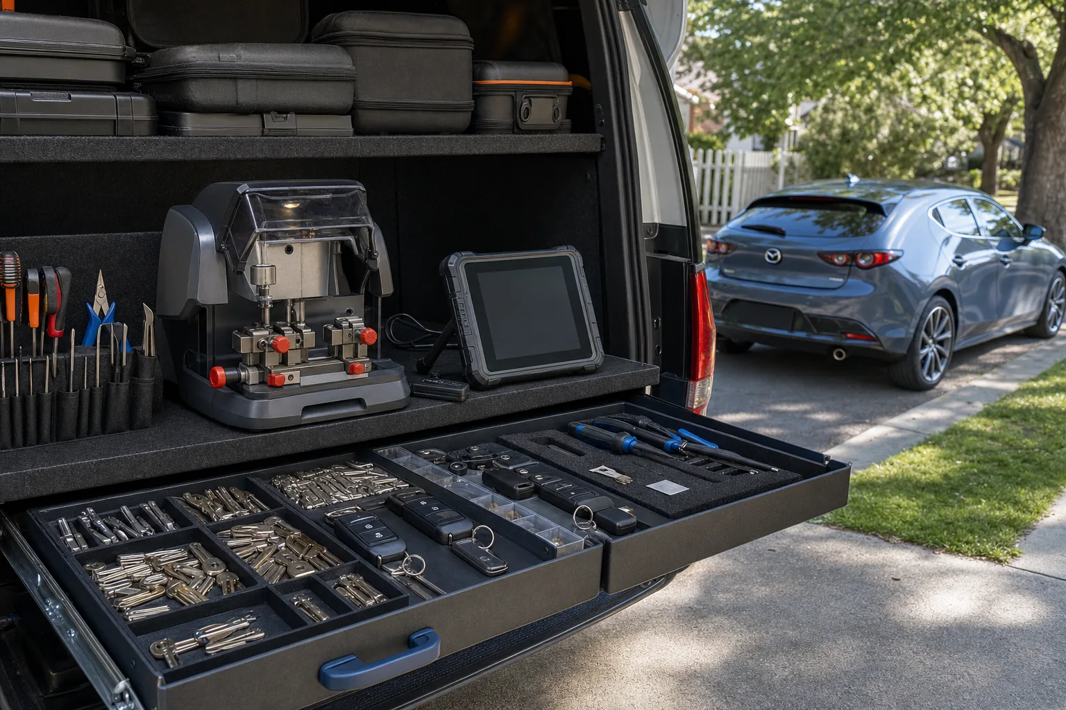 Mobile vehicle key cutting and programming equipment in McKinnon