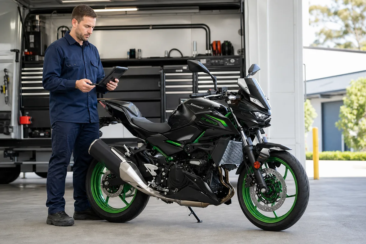 Motorcycle key programming assessment for a 2026 Kawasaki Z500 SE in Melbourne